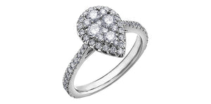 Ladies 14KT White Gold Diamond Estoria Engagement Ring (1.00TDW)