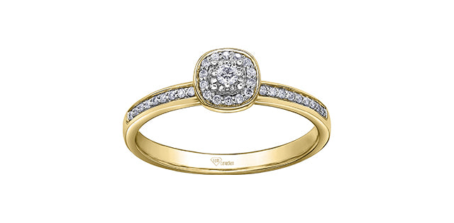 Ladies 10KT Gold Canadian Diamond Engagement Ring 1=0.035CAN 34=0.095CT
