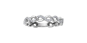 Ladies 10 Karat White Gold Diamond (0.15TDW) Infinity 3mm Stackable Ring