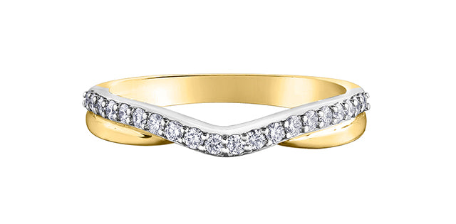 Ladies 14 Karat Yellow & White Gold Diamond (0.25TDW) Curved Band Stackable Ring