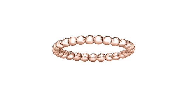 Ladies 10 Karat Rose Gold 2mm Stackable Beaded Ring