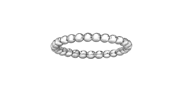 Ladies 10 Karat White Gold 2mm Stackable Beaded Ring