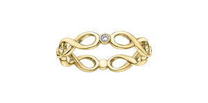 Ladies 10 Karat Yellow Gold Diamond (0.05TDW) Infinity Stackable Ring