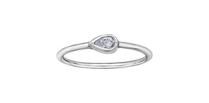 Ladies 10 Karat White Gold ChiChi Stackable Pear Shaped Diamond (TDW 0.10CT) Ring