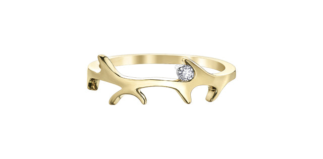 10KTY Antlers Canadian Diamond Ring (0.04TDW)