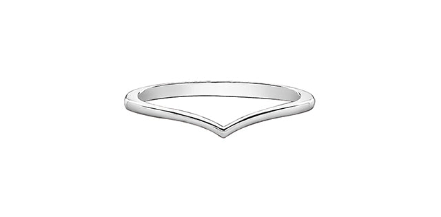 Ladies 10 Karat White Gold 1mm Stackable V Ring