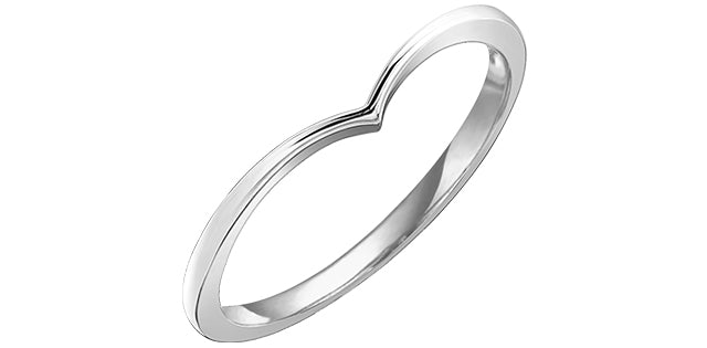 Ladies 10 Karat White Gold 1mm Stackable V Ring