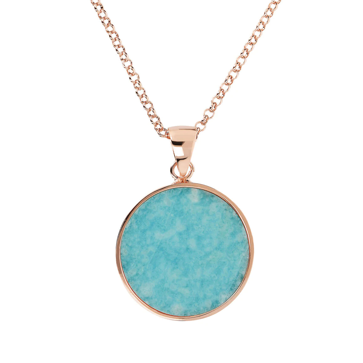 Bronzallure Alba Disc Amazonite Pendant - 47cm