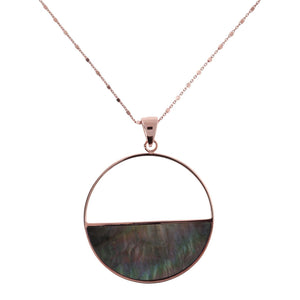 Bronzallure Alba Disc Pink MOP Necklace 91.4cm