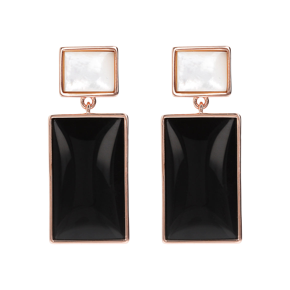 Bronzallure Black Onyx & MOP Dangle Earrings