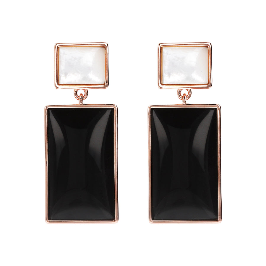 Bronzallure Black Onyx & MOP Dangle Earrings