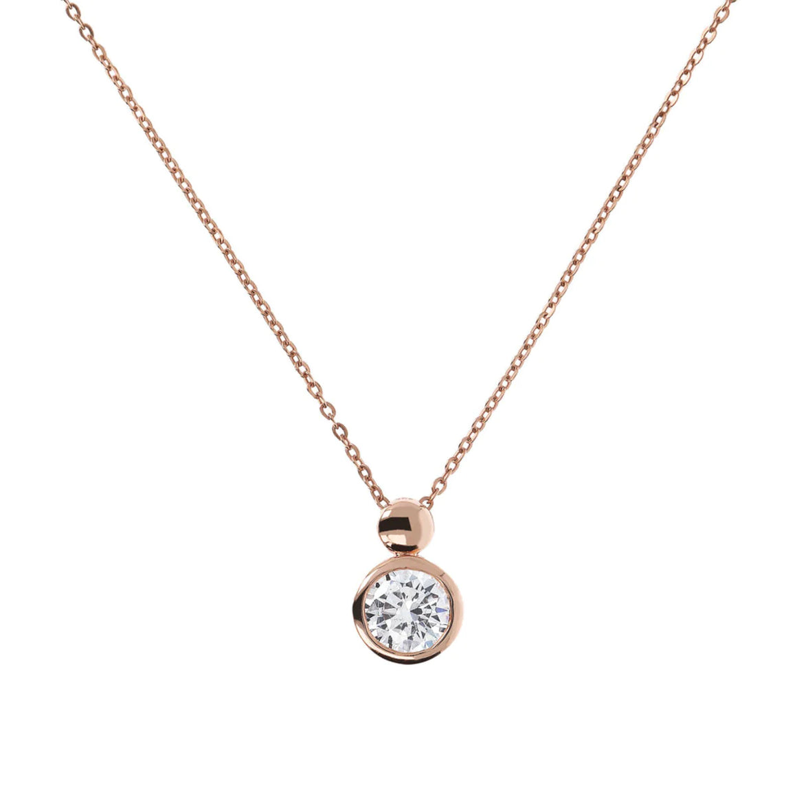 Bronzallure Cubic Zirconia Round Pendant Necklace