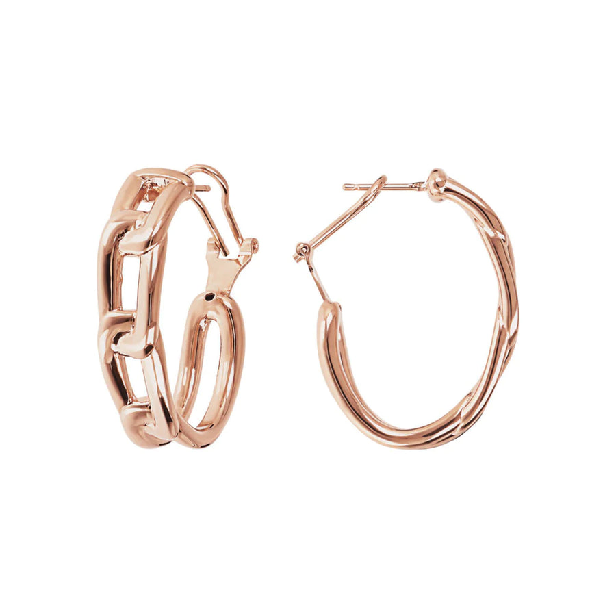 Bronzallure Hoop Earrings with Paperclip Elongated Forzatina Mesh